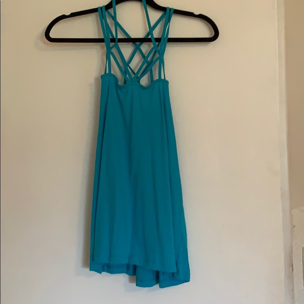 Blue strappy tank top